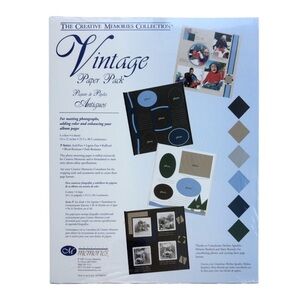 VINTAGE Creative Memories Paper Pack 10x12 Blue Tan Green Brown
